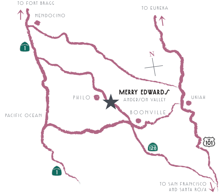 Anderson Valley location on an illustrated map.