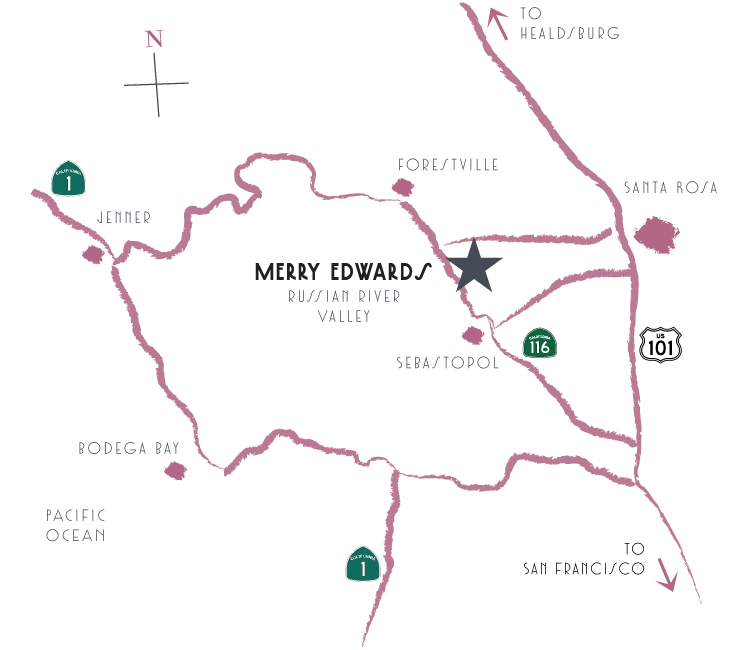 Russian River Valley location on an illustrated map.